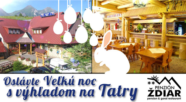 Veľkonočný šesťdňový pobyt v Penzióne Ždiar s polpenziou, aperitívom a balíčkom zliav. Oslávte Veľkú noc v Tatrách. Fotka zľavy: Šesťdňový pobyt pre 1 osobu v Penzióne Ždiar len za 99€ vrátane polpenzie, aperitívu a rôznych ďalších zliav. Vychutnajte si jar v objatí malebnej prírody Belianskych Tatier a Pienin.
