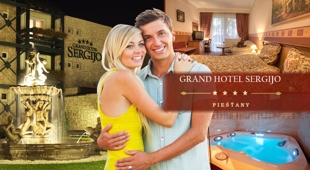 Relaxačný pobyt pre dvojicu v 4* Grand Boutique Hotel SERGIJO v Piešťanoch len za 159€. Hotel s Wellnes centrom, letnou zónou, masážami a reštauraciou LA REINE. Platnosť až do 30.11.2014. Relaxačný pobyt pre dvojicu v 4* Grand Boutique Hotel SERGIJO v Piešťanoch len za 159€. Hotel s Wellnes centrom, letnou zónou, masážami a reštauraciou LA REINE. Platnosť až do 30.11.2014.